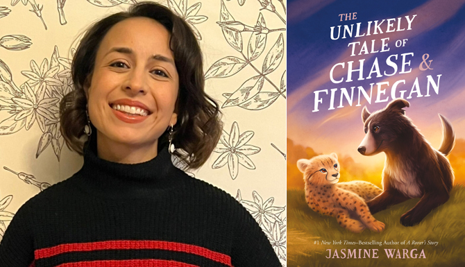 Jasmine Warga with book The Unlikely Tale of Chase and Finnegan