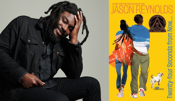 Jason Reynolds with book Twenty-Four Seconds From Now
